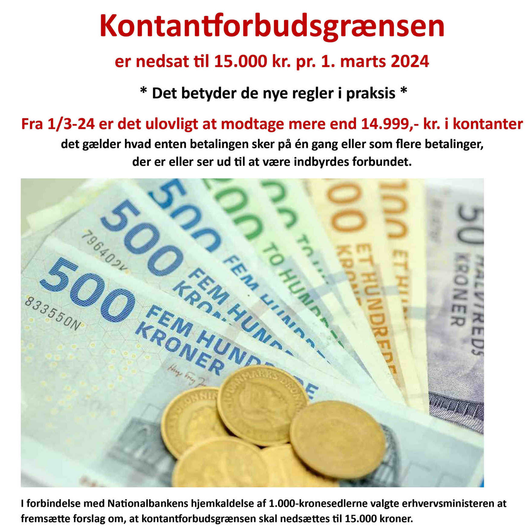 Regler for kontantmodtagelse