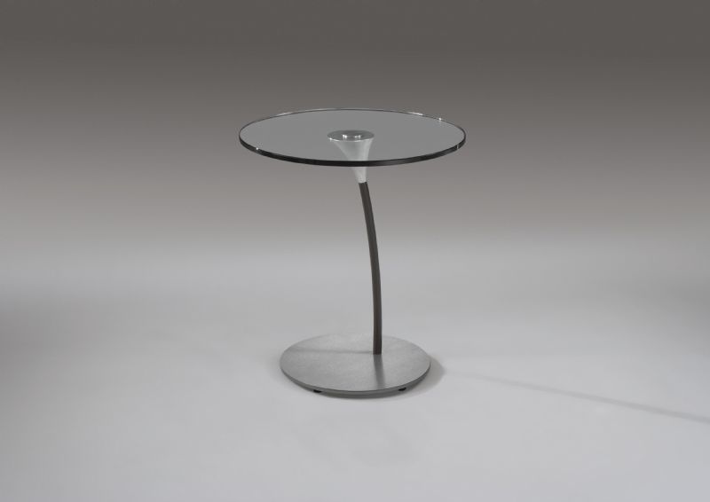 Suppleringsbord krystalglas med rustfrit stål. - Læderland